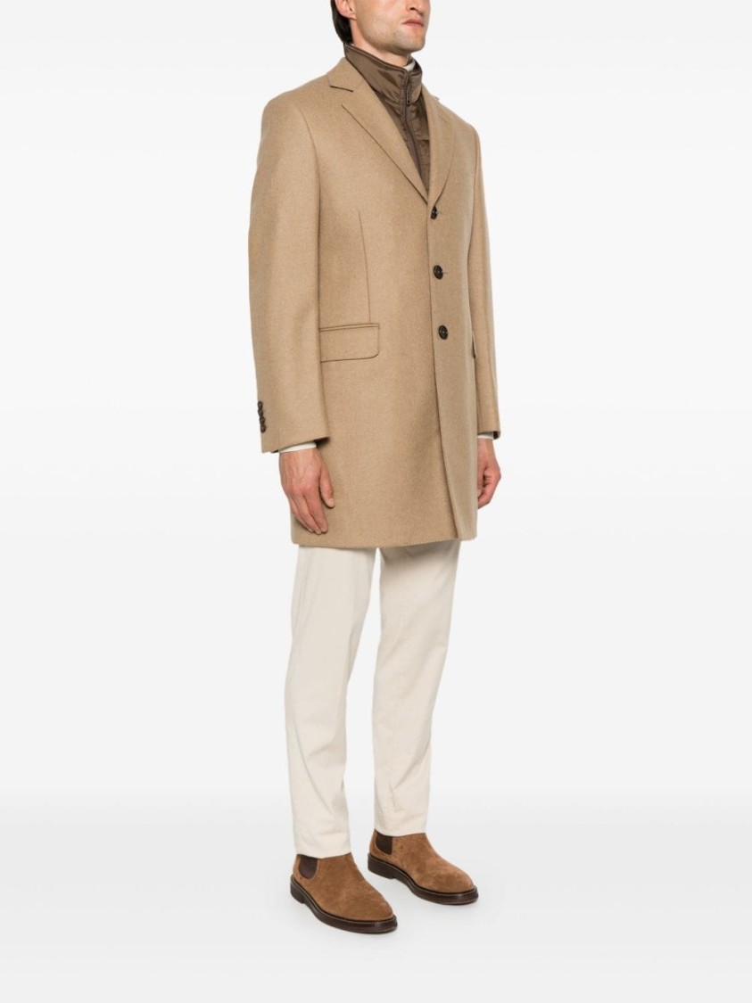Fay Darted Silhouette Tailored Wool Coat In Brown