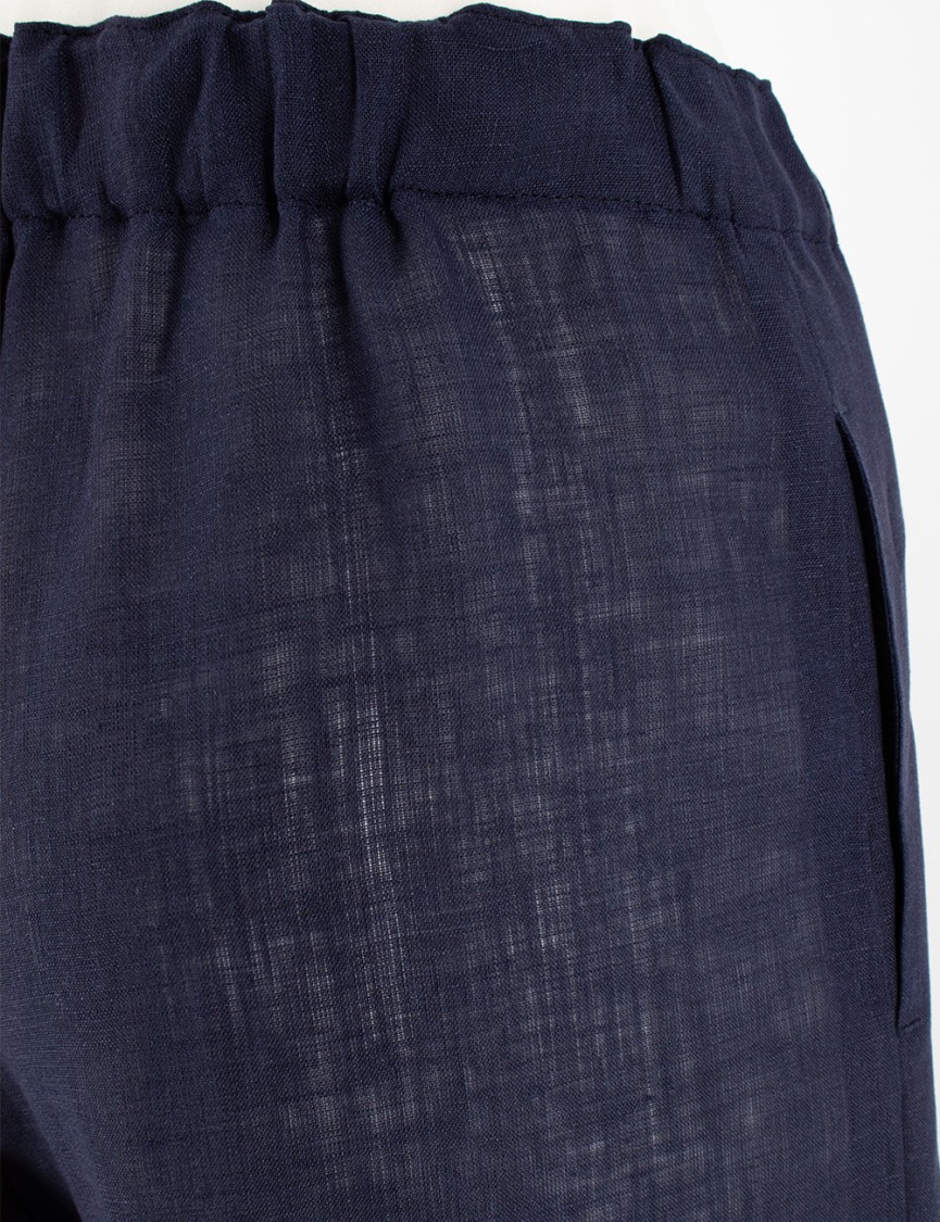 Fabiana Filippi Relaxed-fit Linen Trousers With Elastic Waistband In Blue