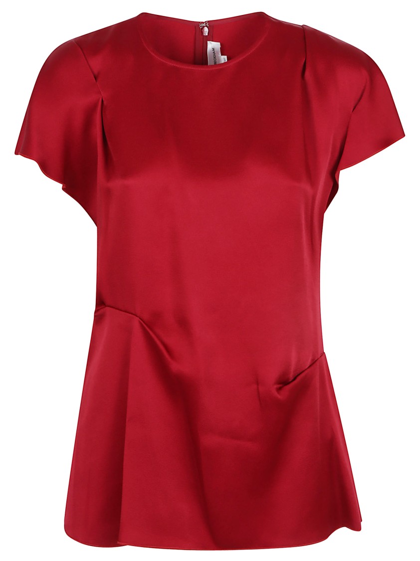 Victoria Beckham Womens Rose Draped Short-sleeves Woven Top In Red
