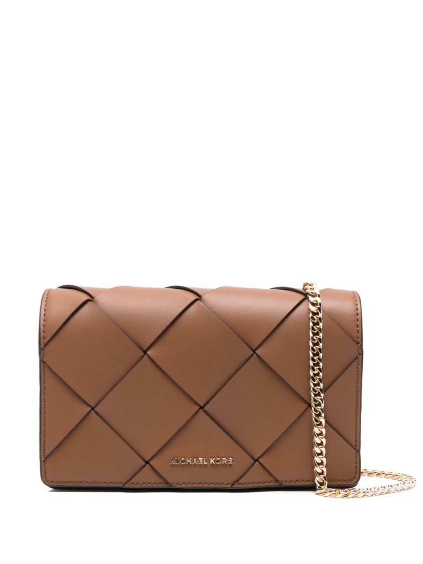 Shop Michael Kors Quilted Beige Shoulder Bag With Gold Chain Strap