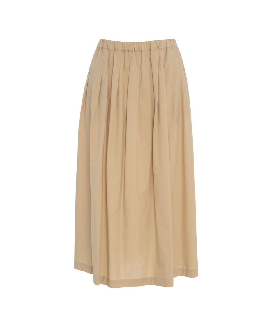 OTTOD'AME OTTOD'AME PLEATED MIDI SKIRT WITH ELASTIC WAISTBAND AND SLIP POCKETS