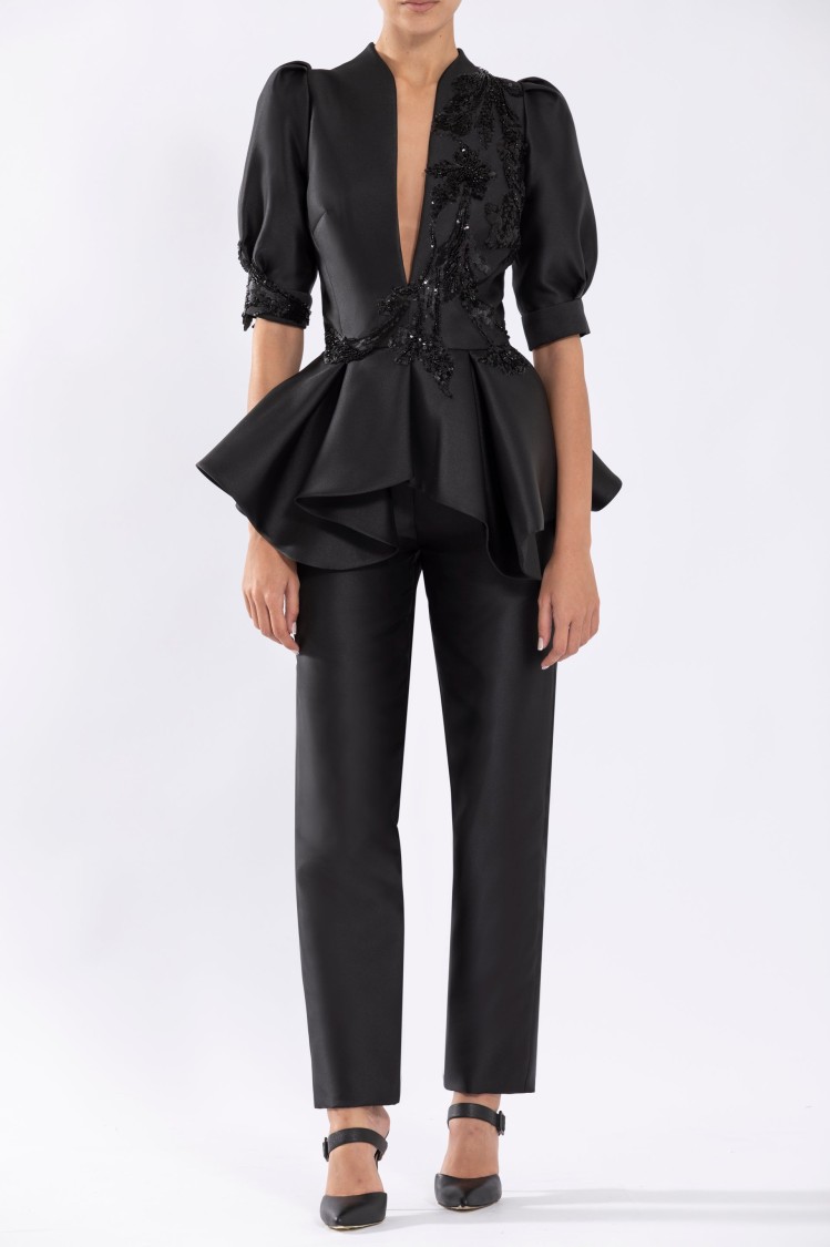 Saiid Kobeisy Mikado Straight Fit Pants With Tailored Silhouette And Side Pockets