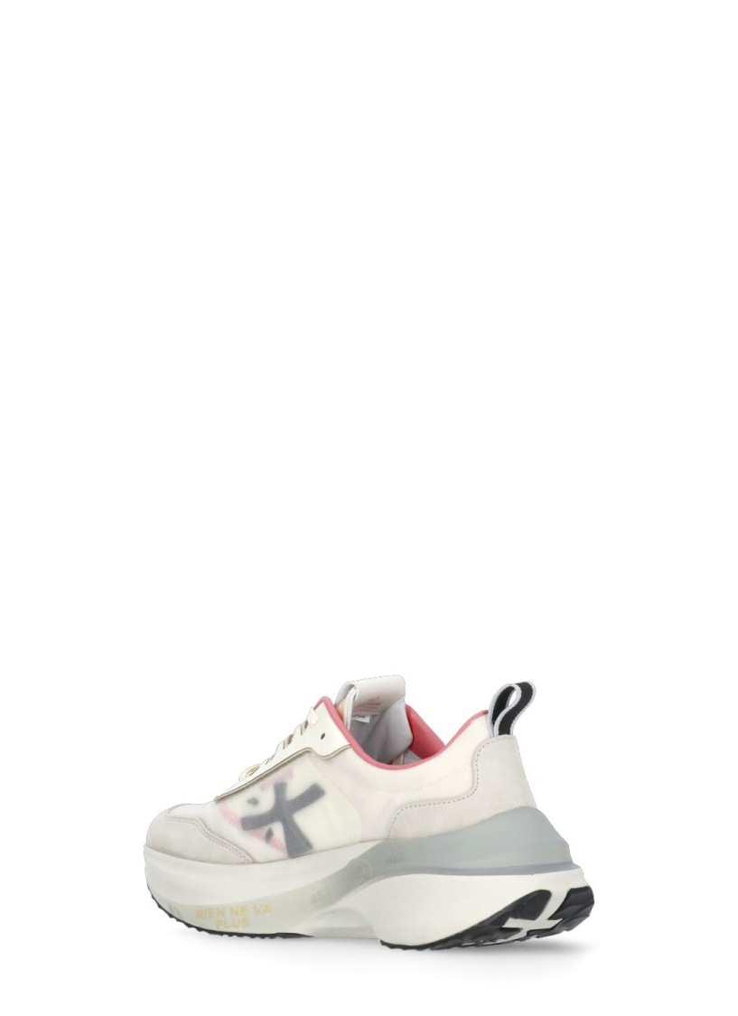 Prmt Ivory Leather And Tech Fabric Sneakers In Multi