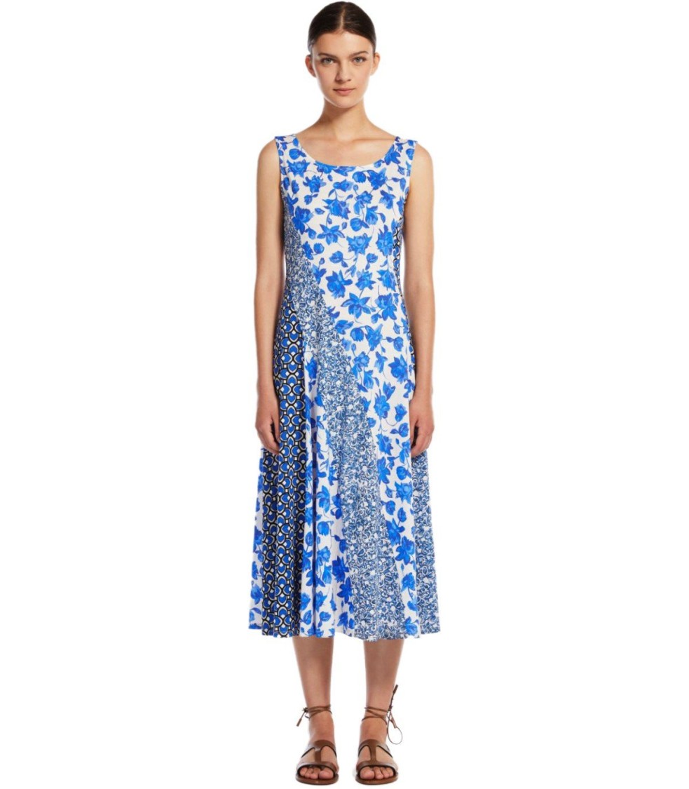 Max Mara Cubano Blue Floral Midi Dress In Blue