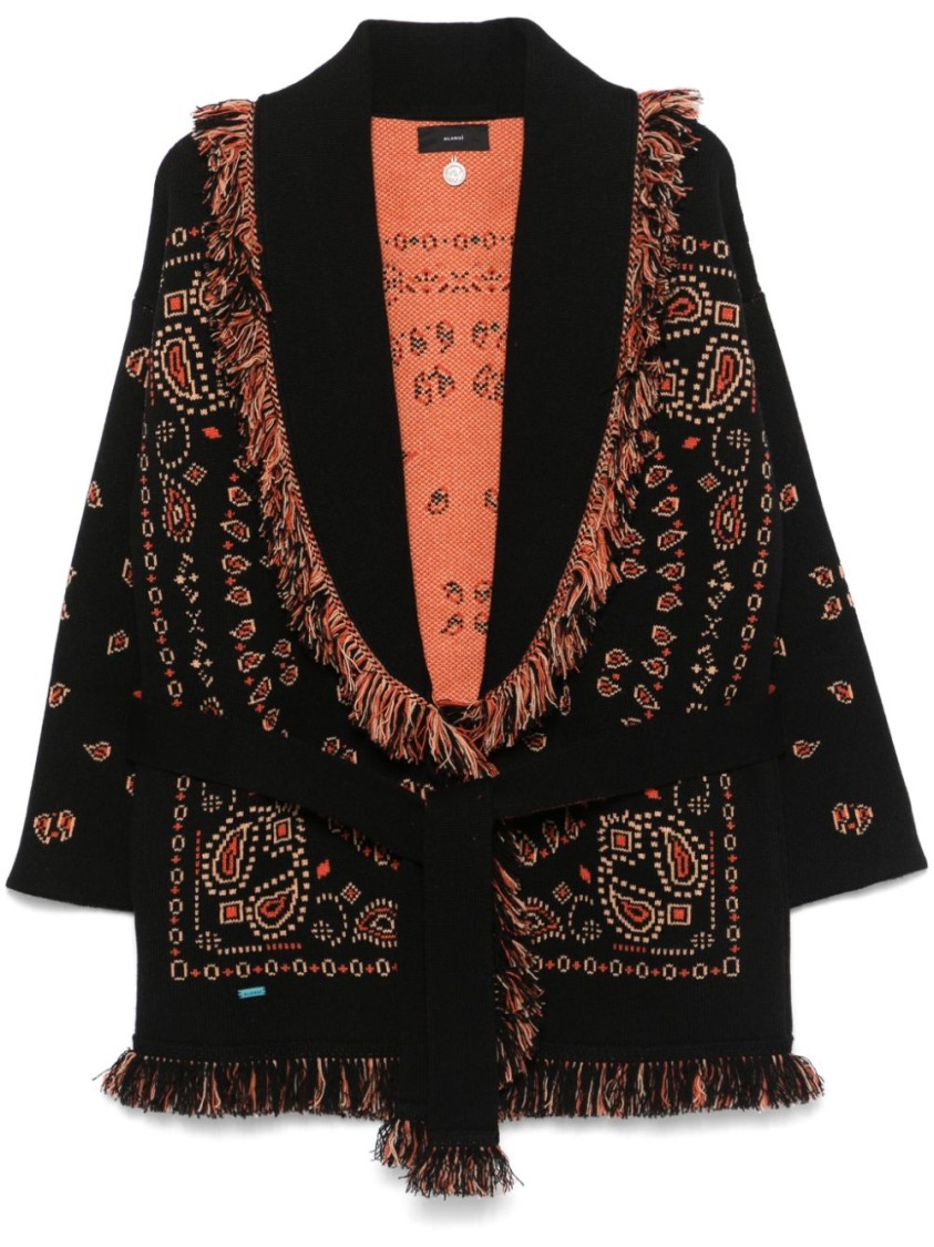 Alanui Intricately Patterned Black Cashmere Sweater In Multi