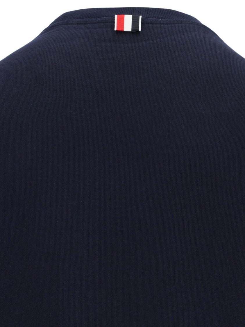 Thom Browne Classic Sweatshirt In Classic Loopback With Engineered 4 Bar In Blue