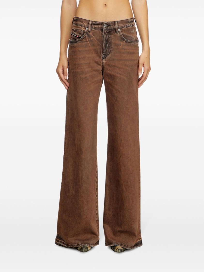 Diesel 1978 D-akemi Wide-legged Jeans In Brown