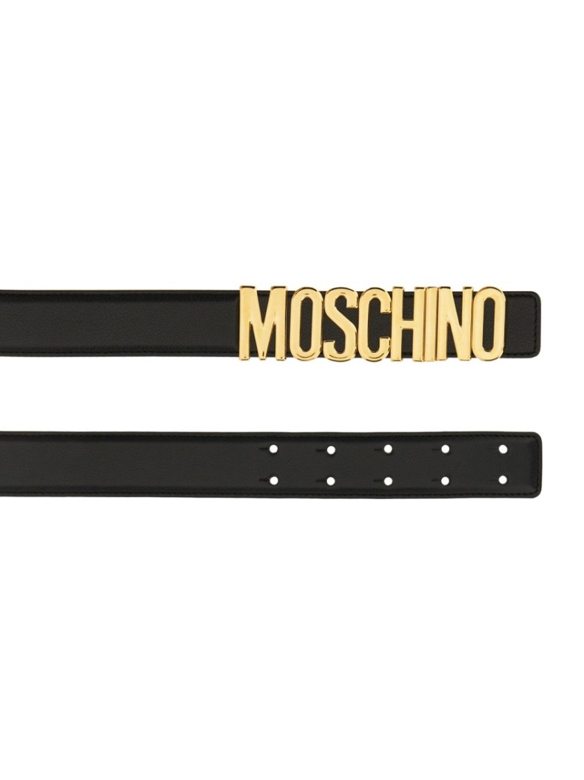 Shop Moschino Leather Belt In Black