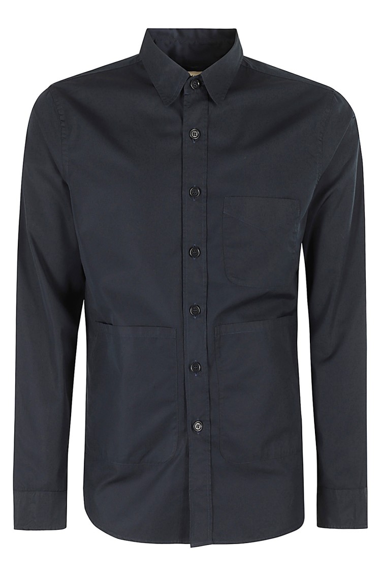 Shop Aspesi Boxy-fit Cotton Shirt With Classic Collar In Blue
