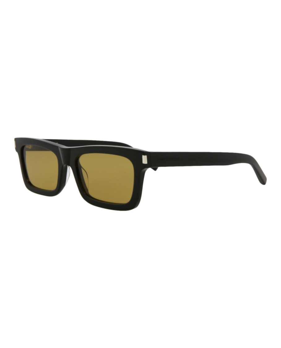 Saint Laurent Square-frame Acetate Sunglasses With Saddle Nose Bridge In Yellow