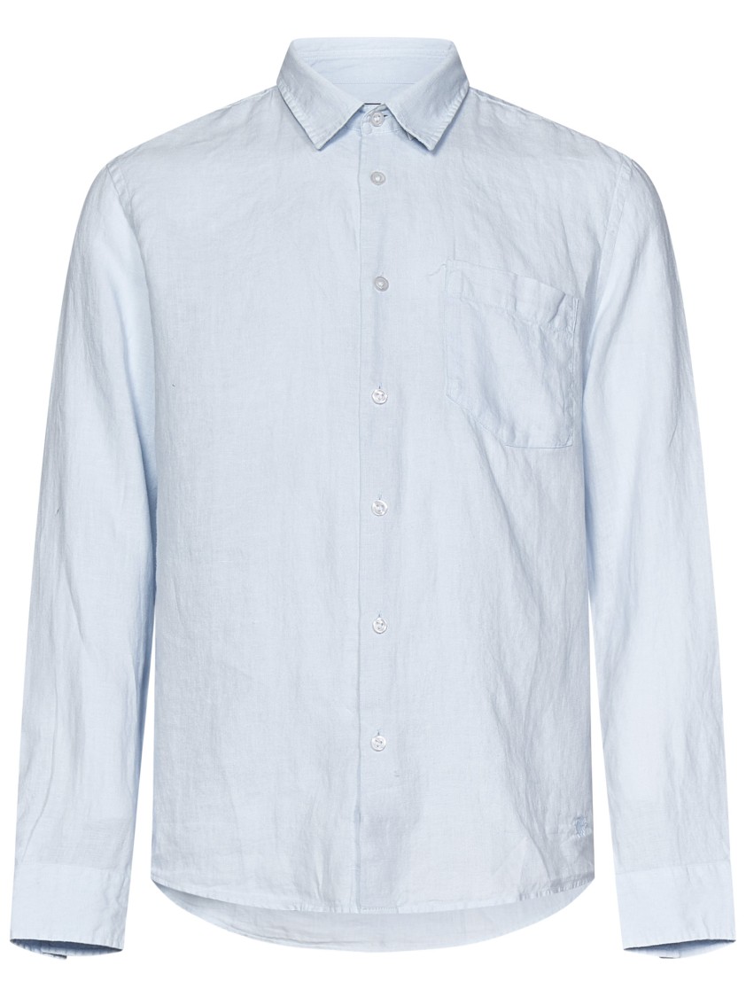 Vilebrequin Relaxed Fit Clear Blue Linen Shirt In Blue