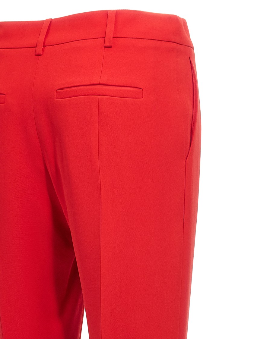 Valentino Garavani Silk Cady Trousers With Tailored Silhouette In Red