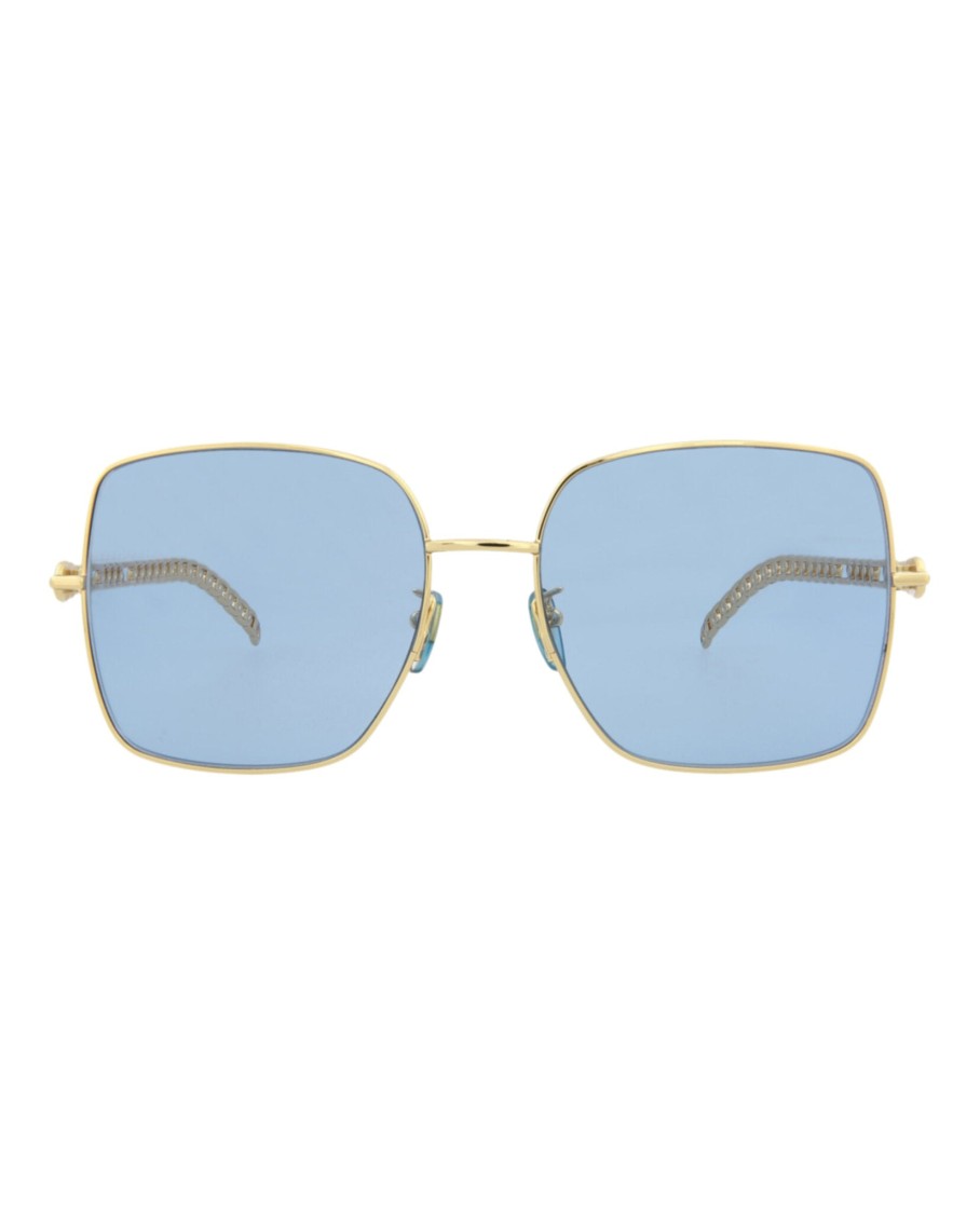 Gucci 61mm Square Sunglasses With Chain In Gold