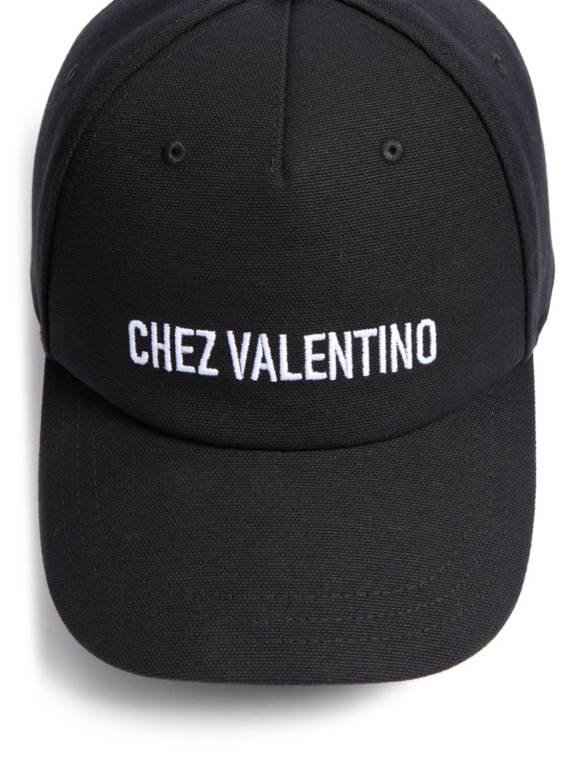 Valentino Cotton Baseball Cap With Embroidery In Black