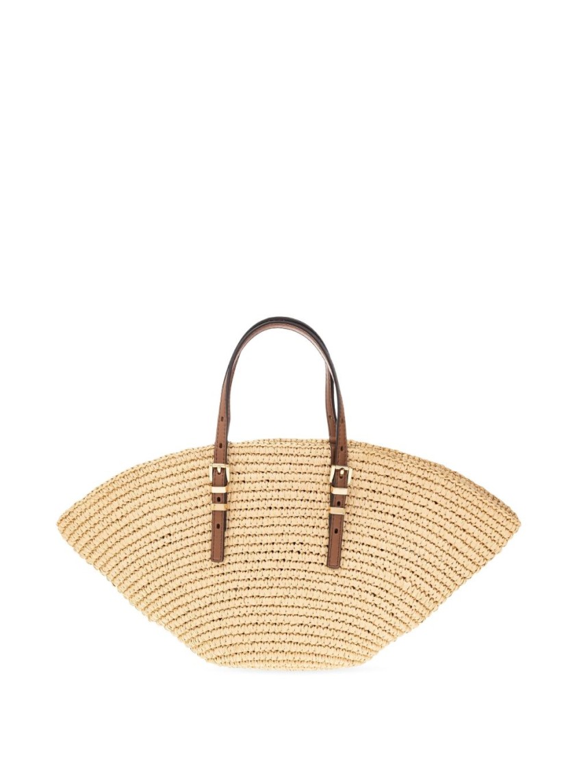 Shop Michael Kors Fan-shaped Handbag With Woven Texture