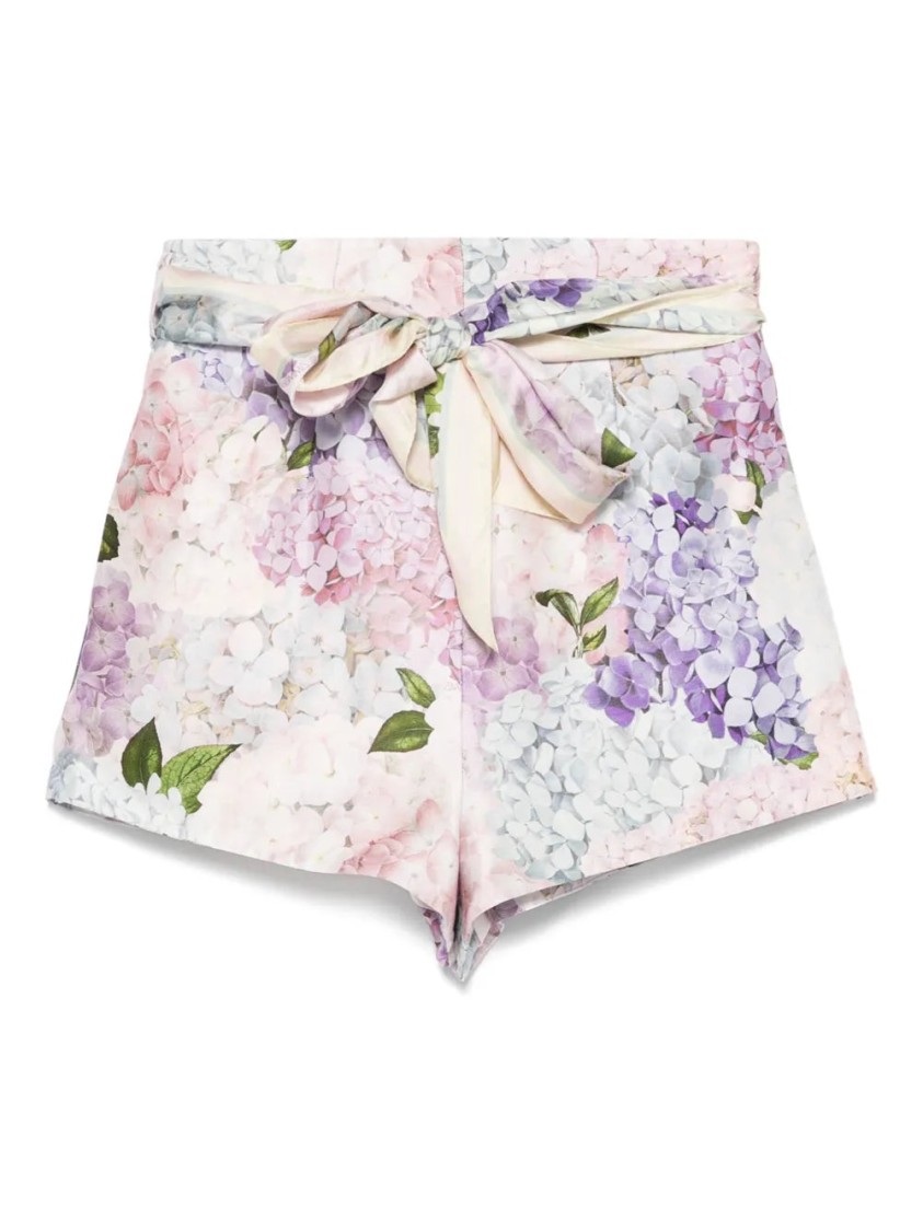 Zimmermann Dawning Printed Silk Flat Front Shorts