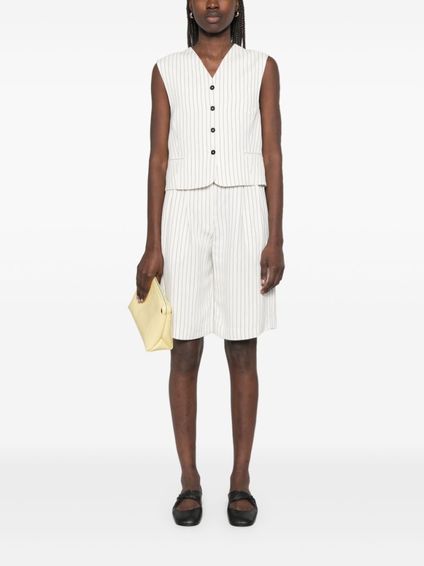 Loulou Studio White Striped Waistcoat In White