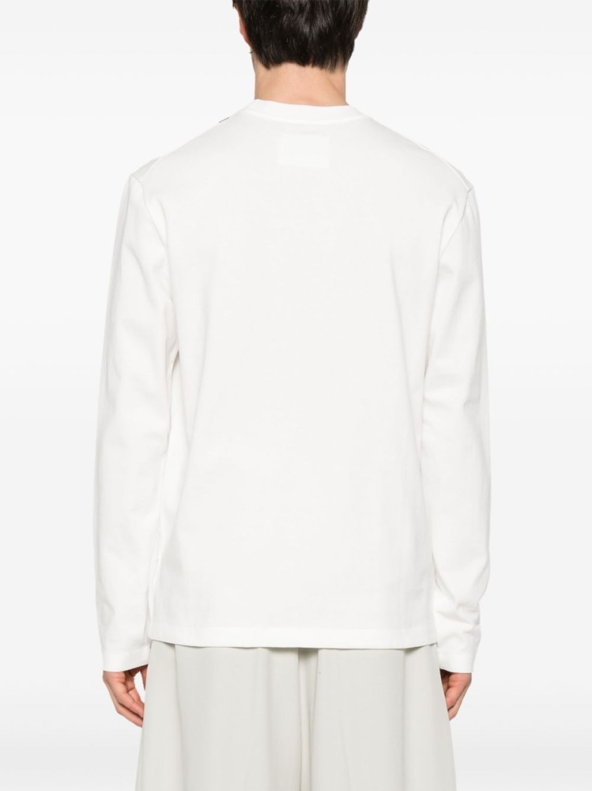 Jil Sander Long-sleeved Cotton Jersey T-shirt With Logo Detail In White