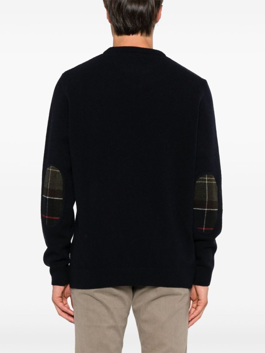 Barbour Ribbed Knit Round Neck Wool Sweater In Black