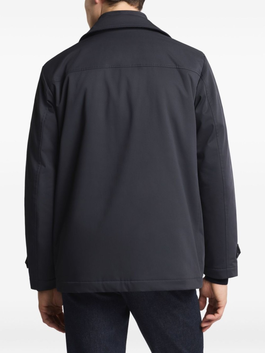 Fay Tailored Black Coat With Notched Collar In Black