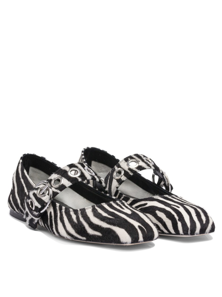 Aeyde Aeydē Zebra Print Ballerinas In Gray