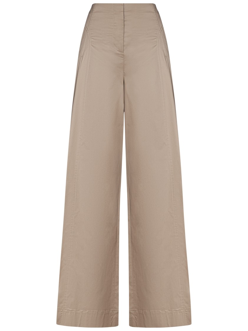 Alberta Ferretti Taupe Satin Finish Wide-leg Trousers In Brown