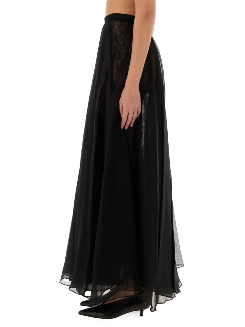 Nina Ricci Voluminous Lace Overlay High Waist Skirt In Black