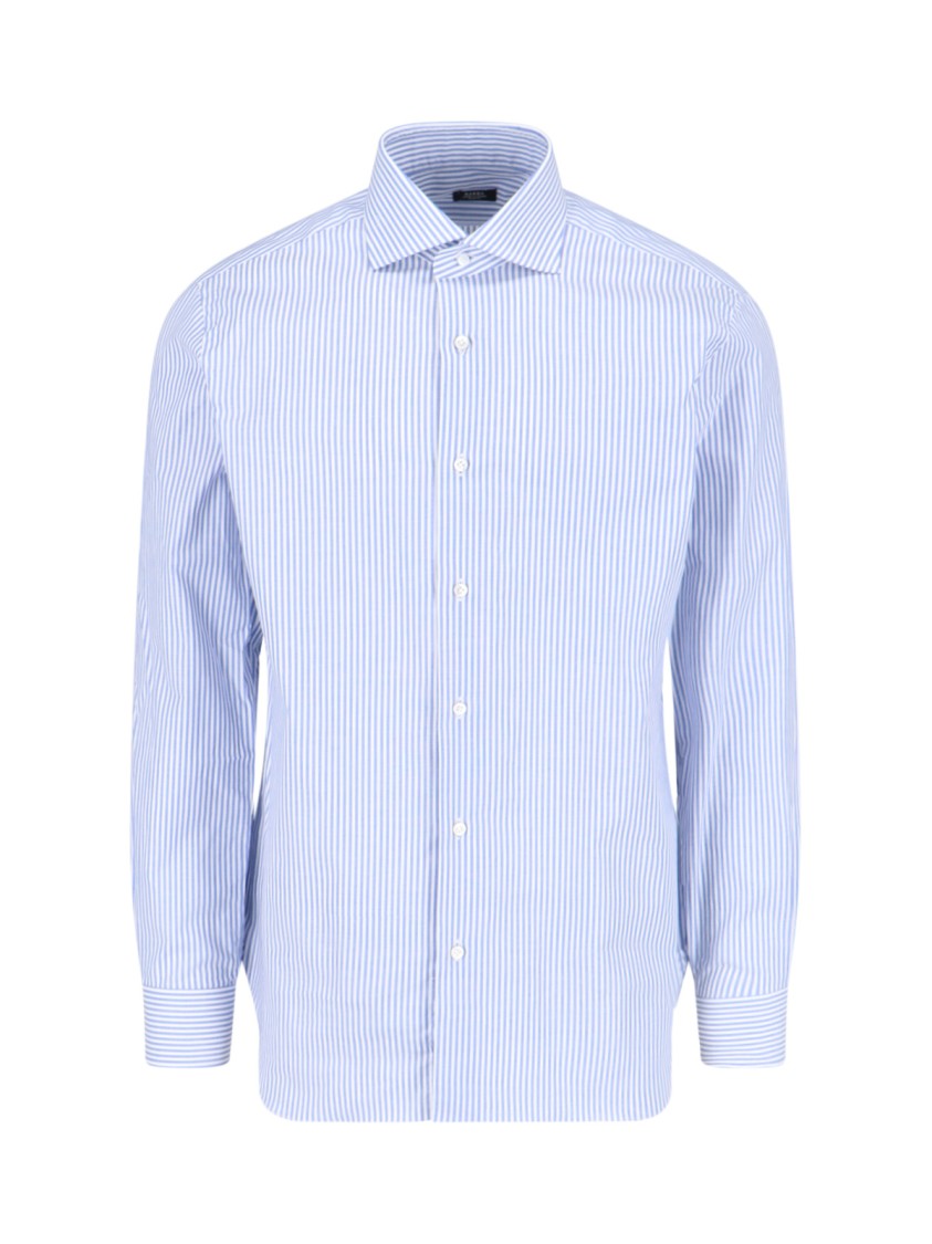 Barba Napoli Striped Pattern Shirt Collar Button-down