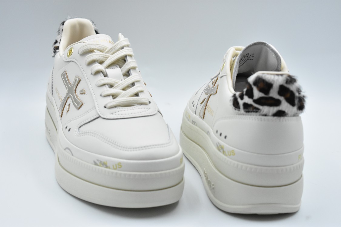 Premiata Low-top Dual-layer Platform Sneakers In White