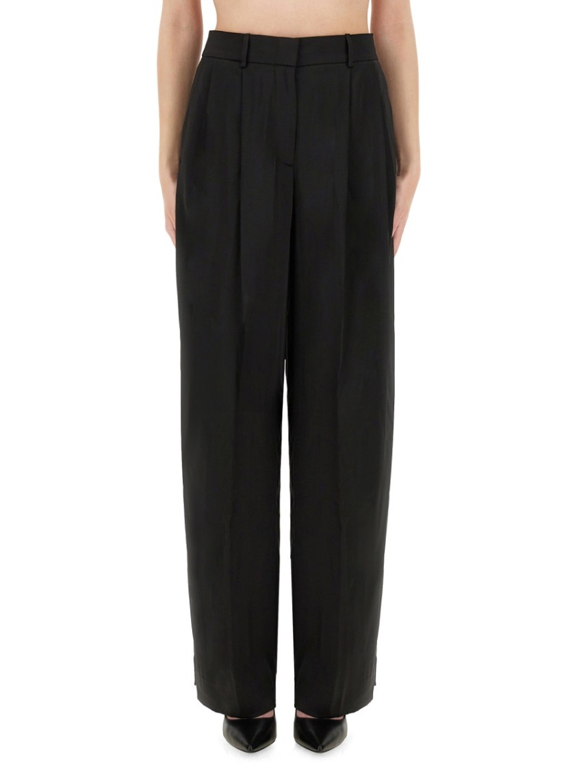Michael Michael Kors High-waisted Wide Leg Pants With Pleated Front In Black