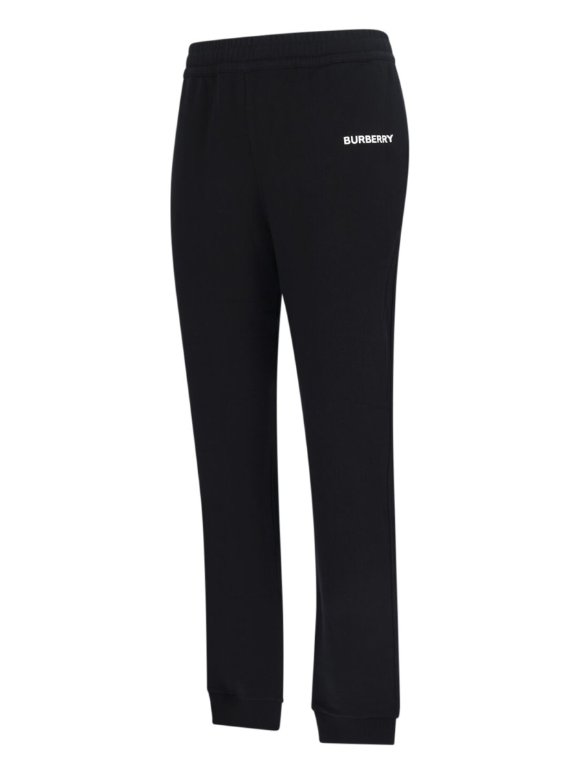 Burberry Black Pants With Elastic Waist And Logo Lettering On The Side In Cotton Man