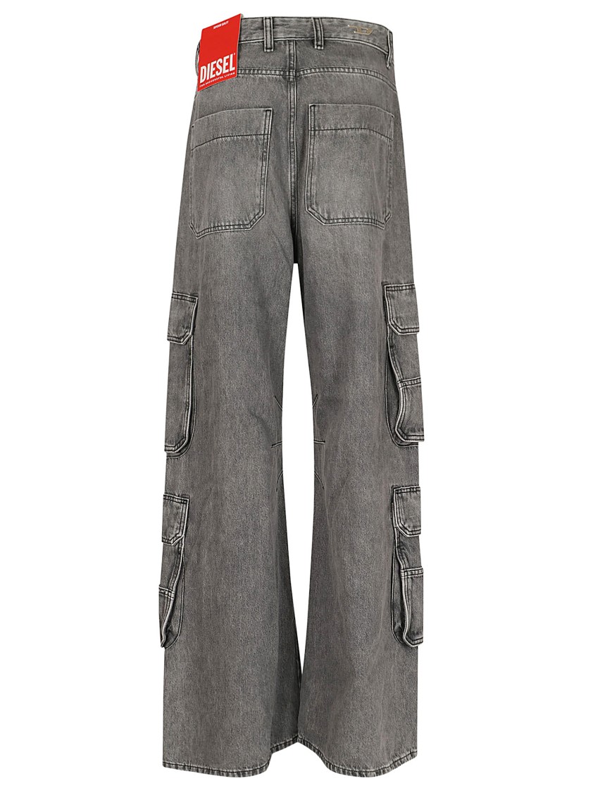 Diesel D-sire-cargo-d Grey Cargo Jeans With Low-rise Waist In Gray