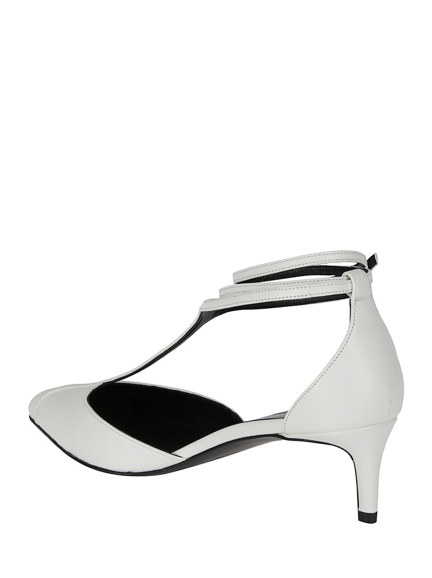 Shop Khaite White Leather Low Heel Sandal