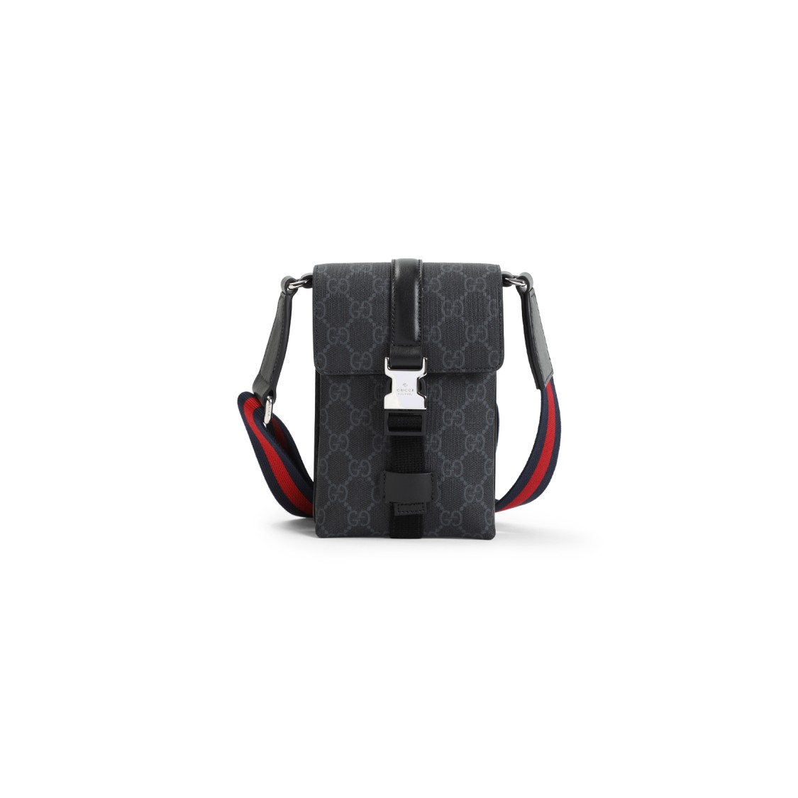 Shop Gucci Gg Supreme Textile And Leather Shoulder Bag In Black