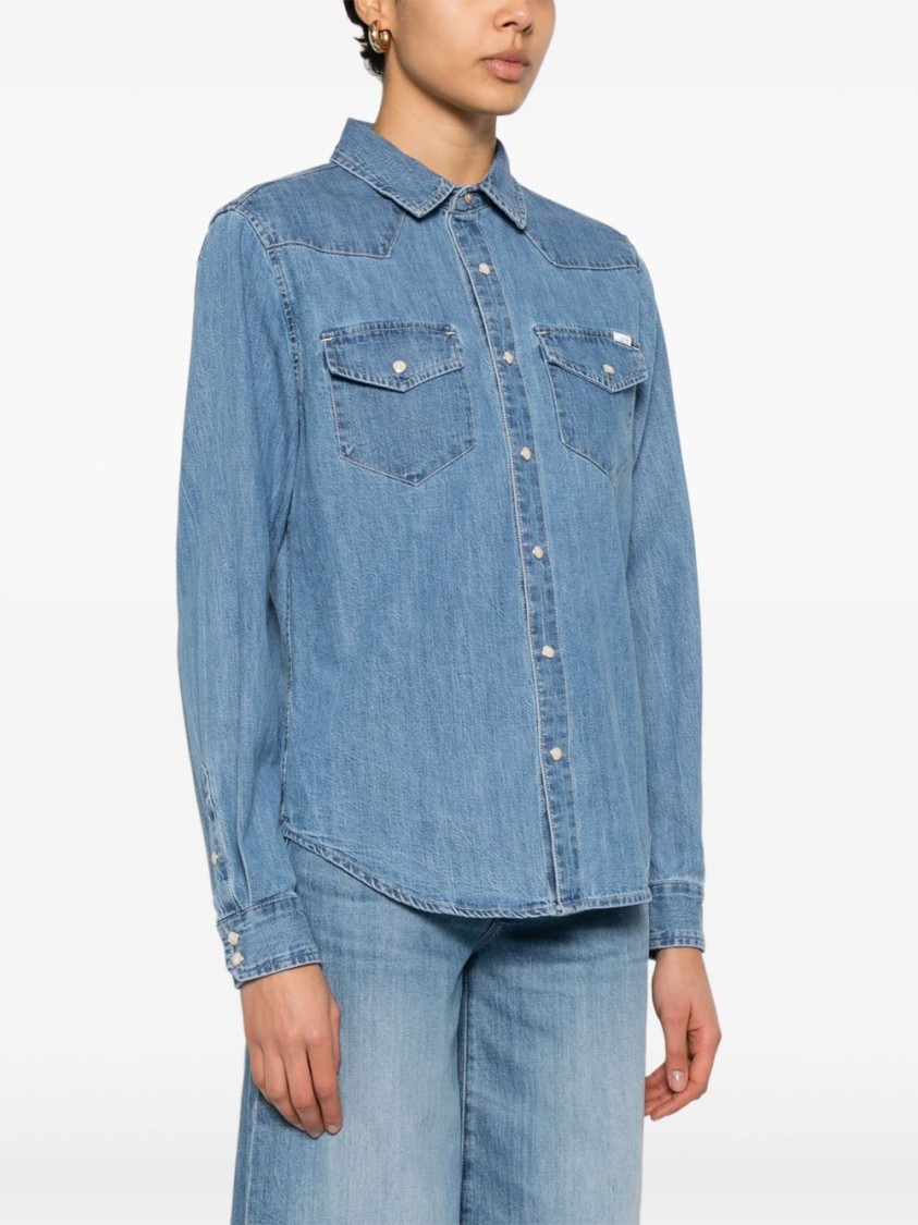 Mother Classic Button-down Shirt In Soft Clear Blue In Blue