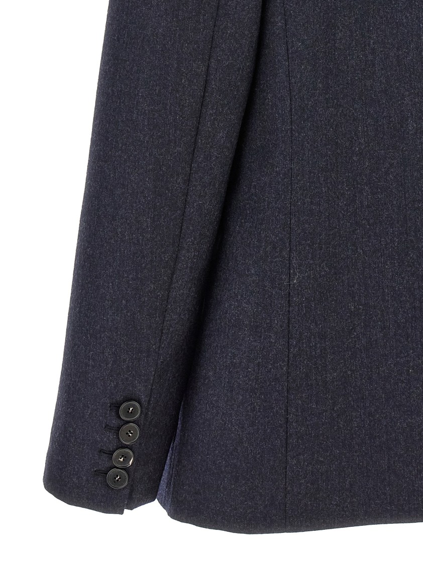 Stella Mccartney Tailored Grey Wool Flannel Blazer In Blue