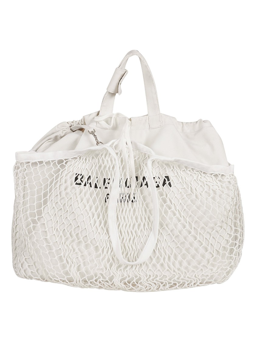 Balenciaga Soft Fabric And Mesh Drawstring Bag