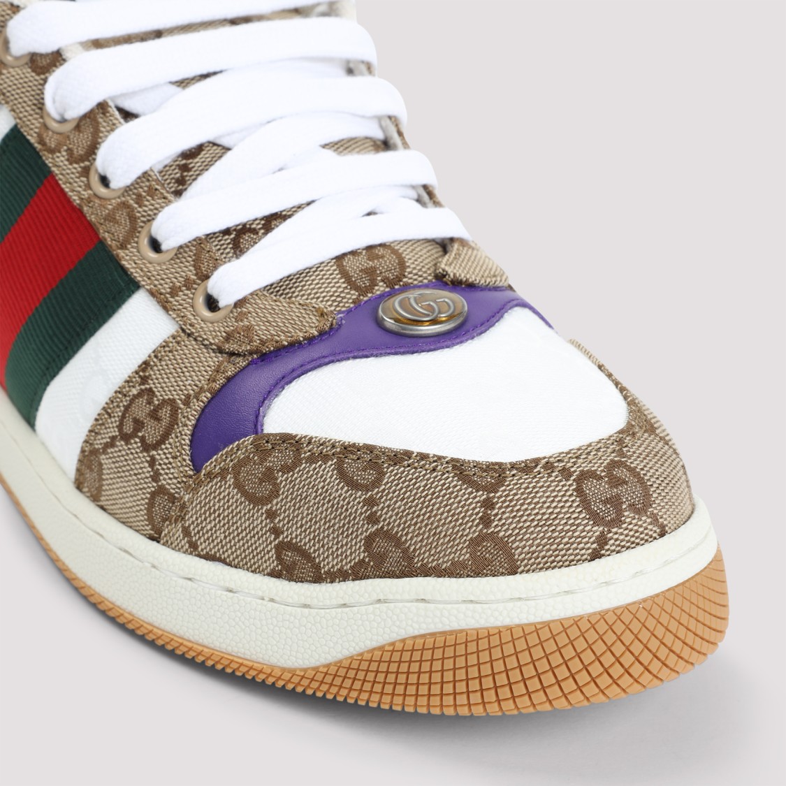 Shop Gucci Beige Ebony Textile Gg Supreme Screener Sneakers In Neutrals