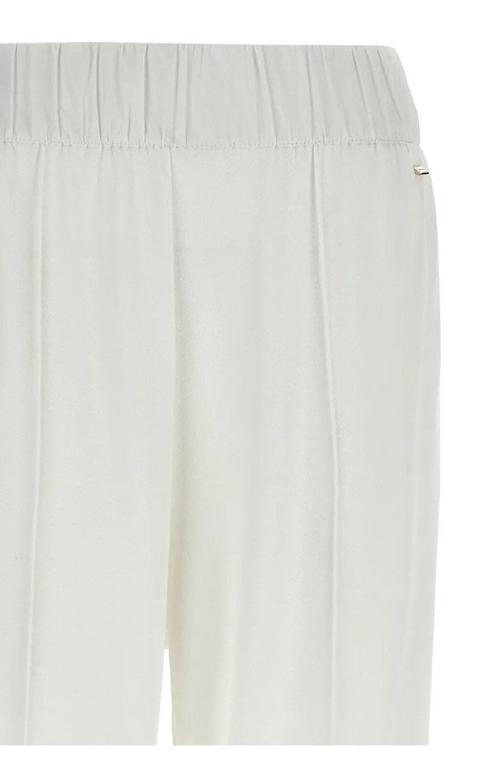 Herno Elastic Waistband Cuffed Hem Side Pockets Trousers In White