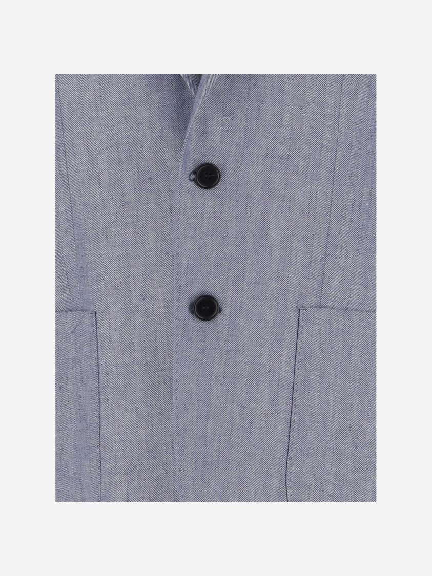 Shop Brian Dales Single-breasted Linen Jacket In Grey