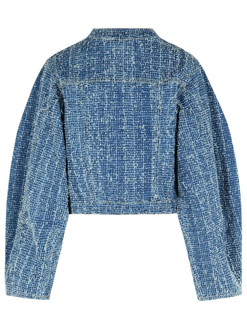 Rotate Birger Christensen Rotate Blue Cotton Short Jacket In Blue