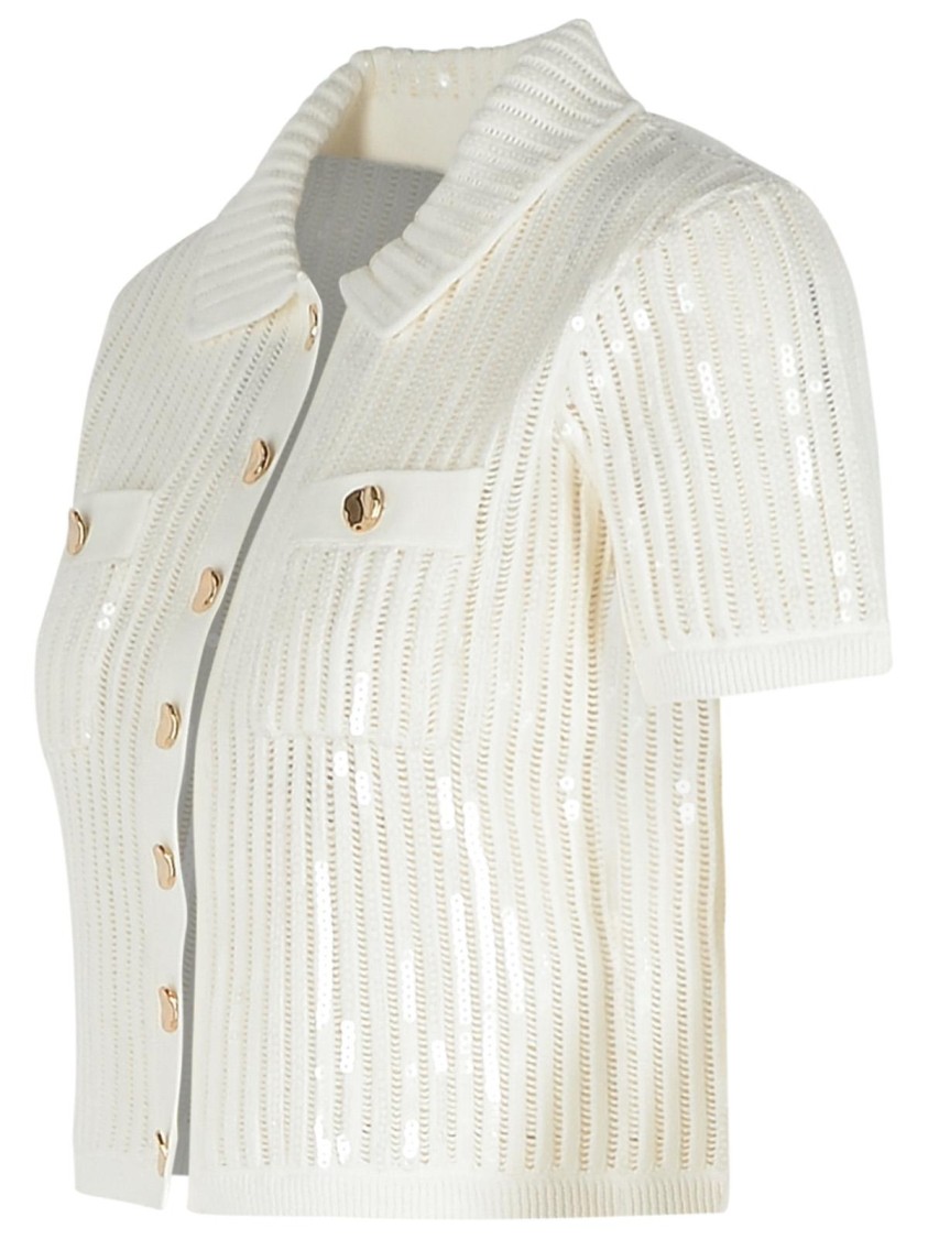 Shop Self-portrait Crochet' White Cotton Blend Top