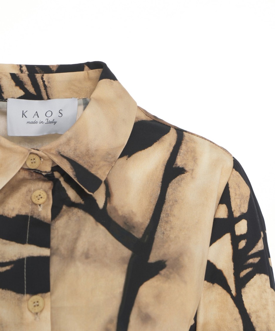 Shop Kaos Maxi Dress With Floral Pattern In Neutrals