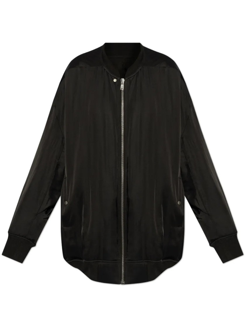 Rick Owens Oversized Black Bomber Jacket With Design In Black
