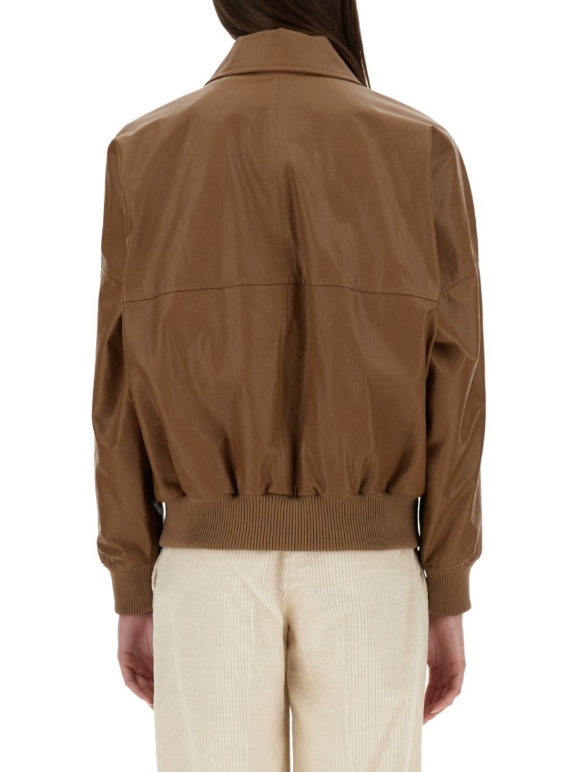 Brunello Cucinelli Long Sleeved Zipped Jacket For Women In Brown