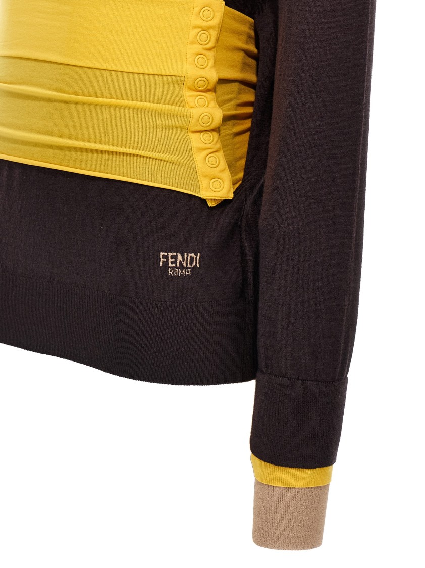Fendi Wool Polo Neck Jumper In Multi