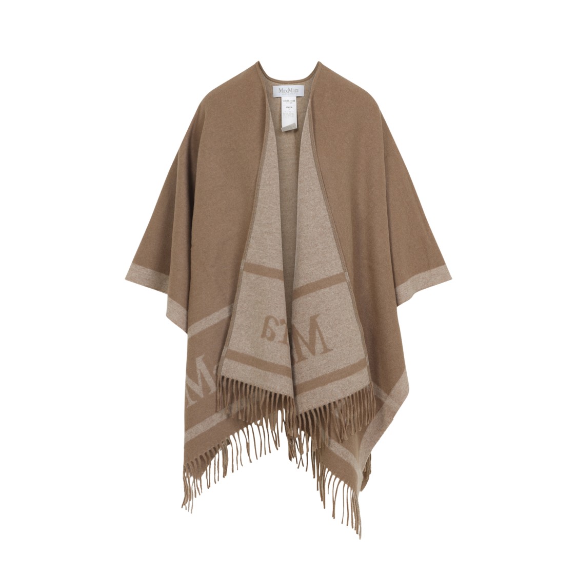 Max Mara Tailored Wool Coat With Fringe Detailing And Elegant Silhouette In Neutral
