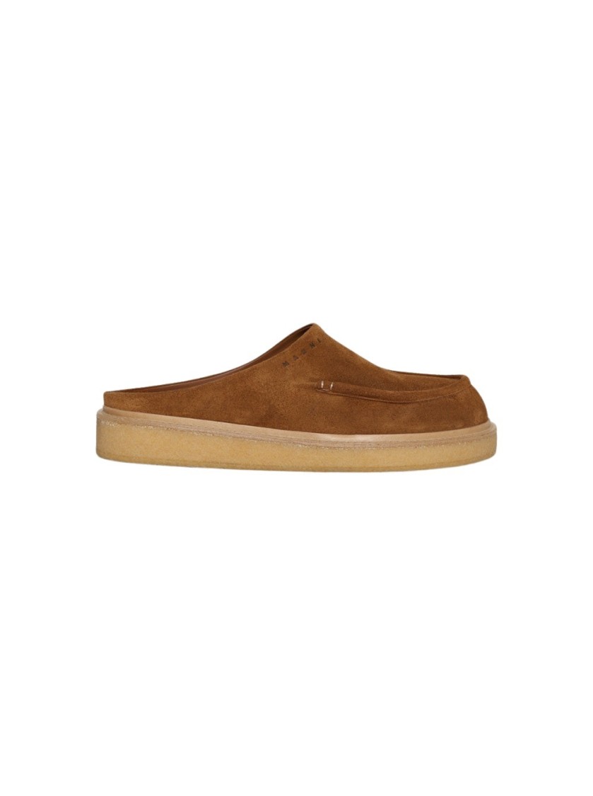 Marni Brown Suede Sabot Slip-on Loafers In Brown