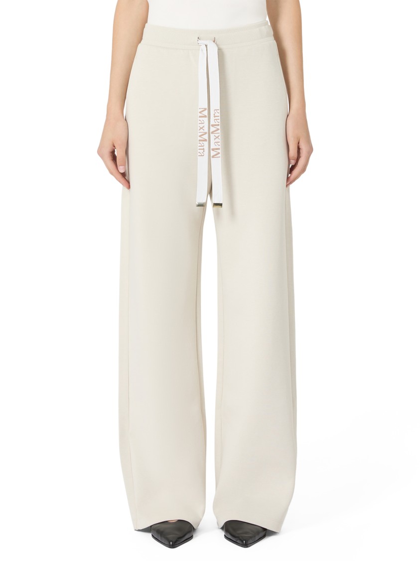 Max Mara Wide-leg Trousers With Drawstring Waist And Side Pockets In Gray