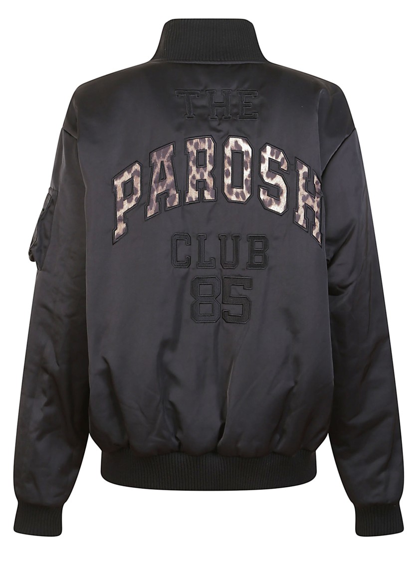 P.a.r.o.s.h . Reversible Leopard Print Bomber Jacket With Iconic Logo In Brown